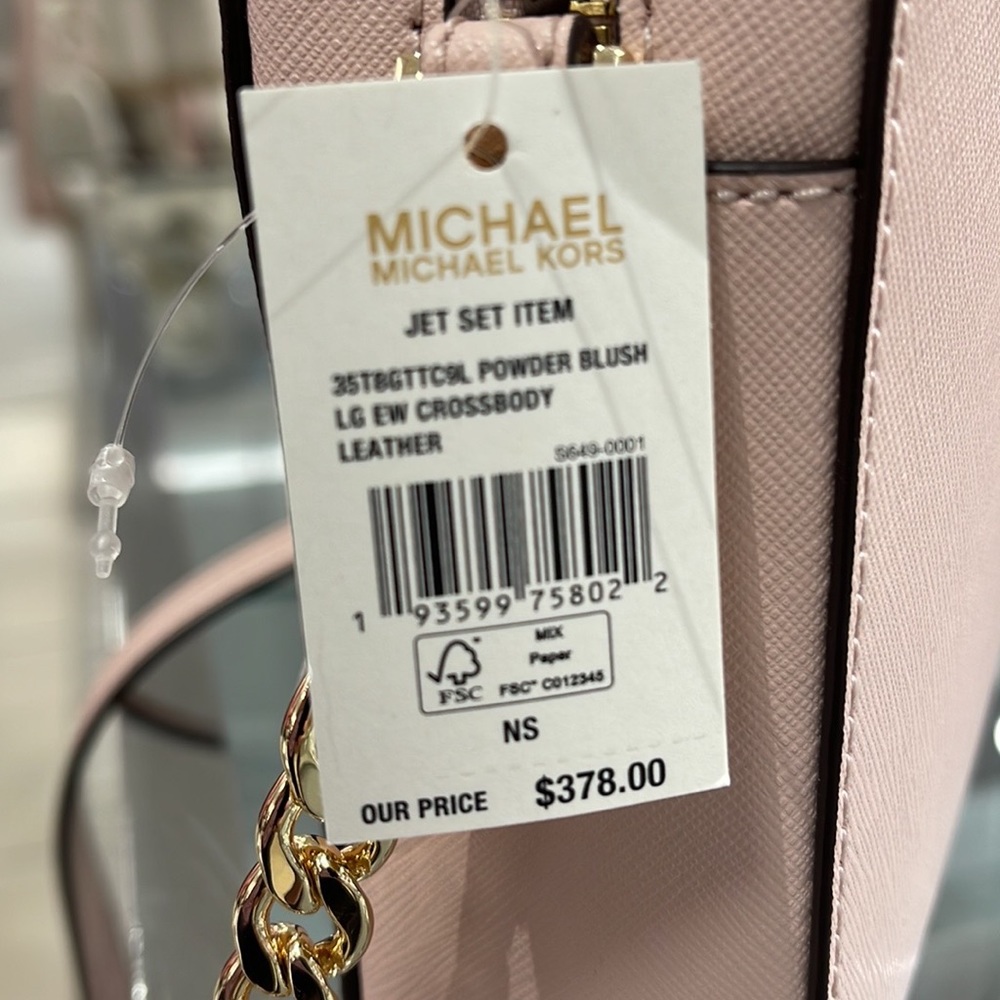 Michael Kors Jet Set Item Large East West Zip Crossbody Leather Powder Blush - Picture 6 of 16